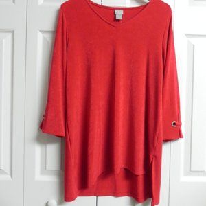 Chico's Traveler Tunic Size 2 (12-14) Long Sleeve
